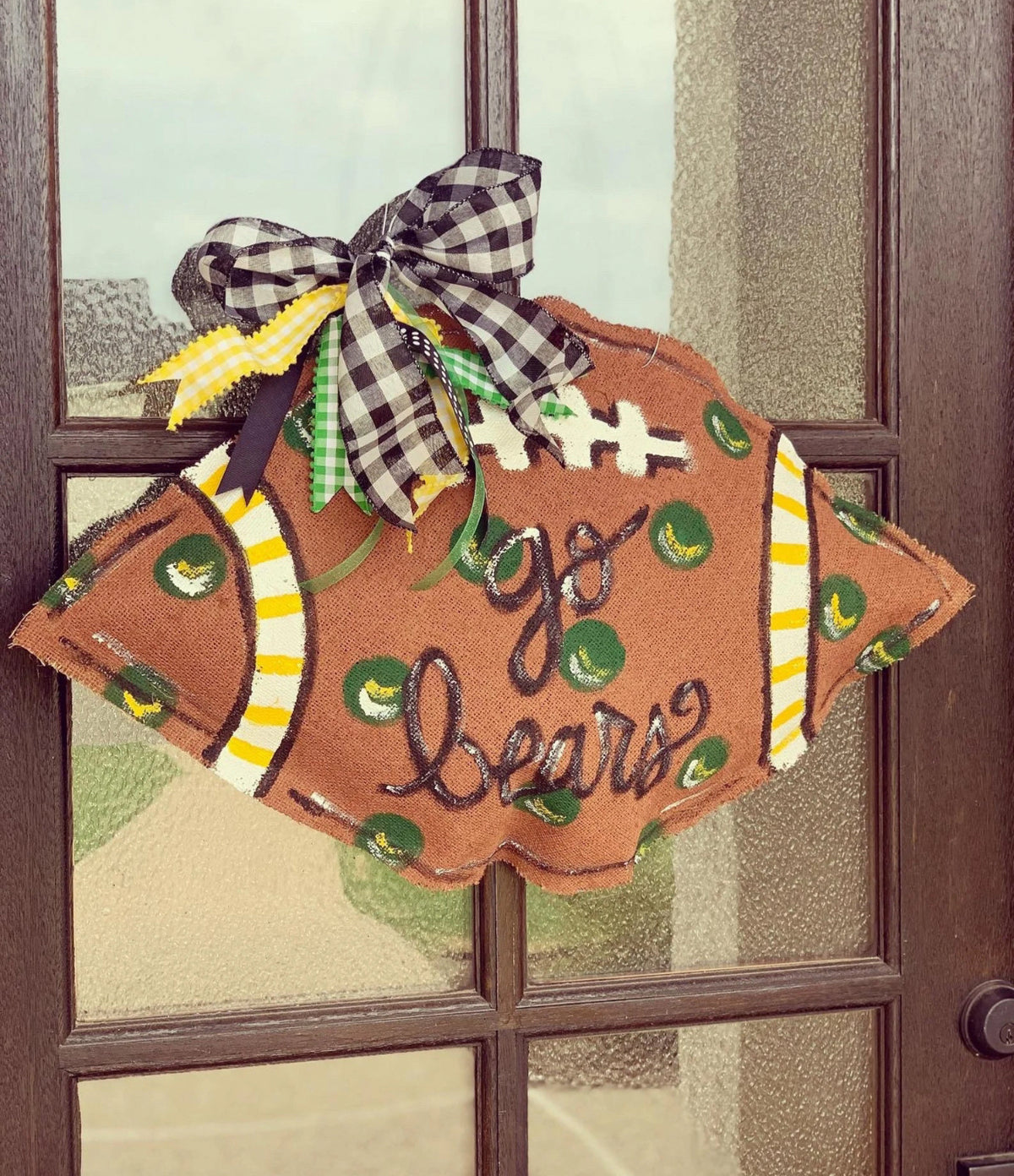 Customizable Team Football Burlap Door Hanger
