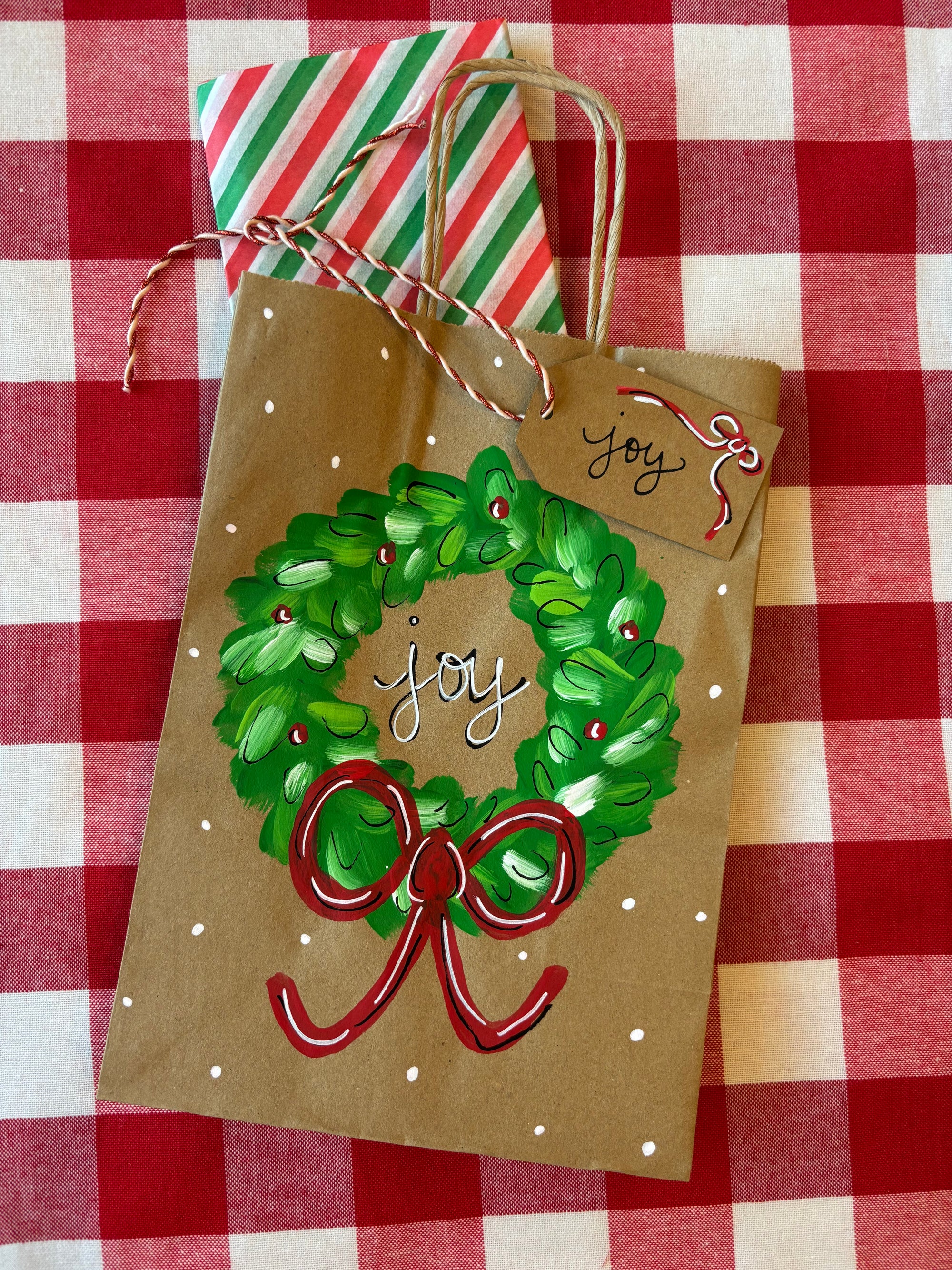 Hand Painted Christmas Gift Bags