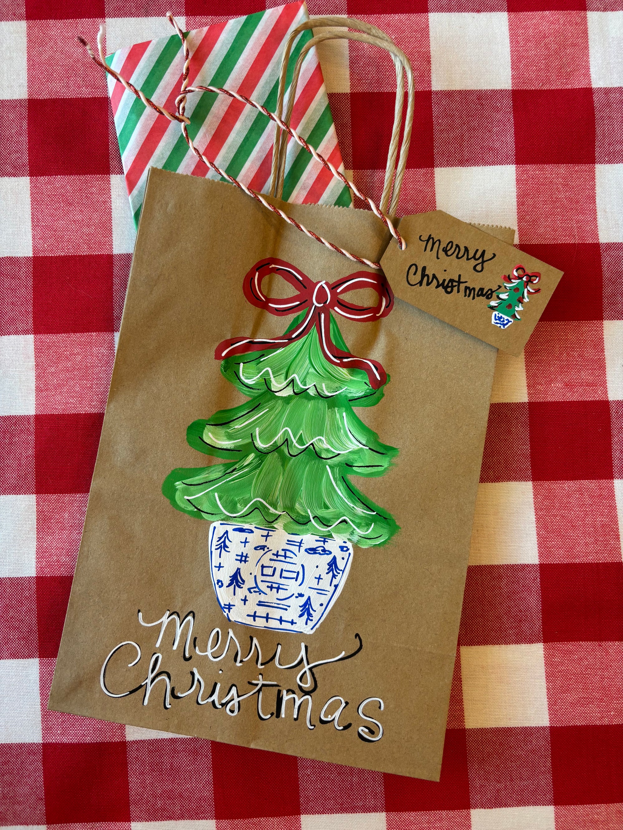 Hand Painted Christmas Gift Bags